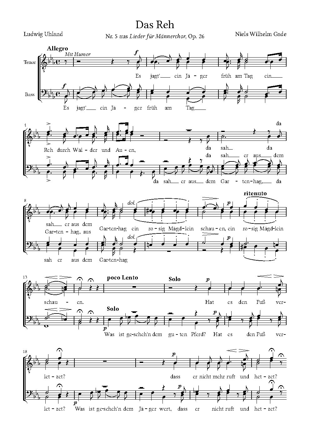 Das Reh, Op. 26, No. 5 - Choir Script PDF Thumbnail