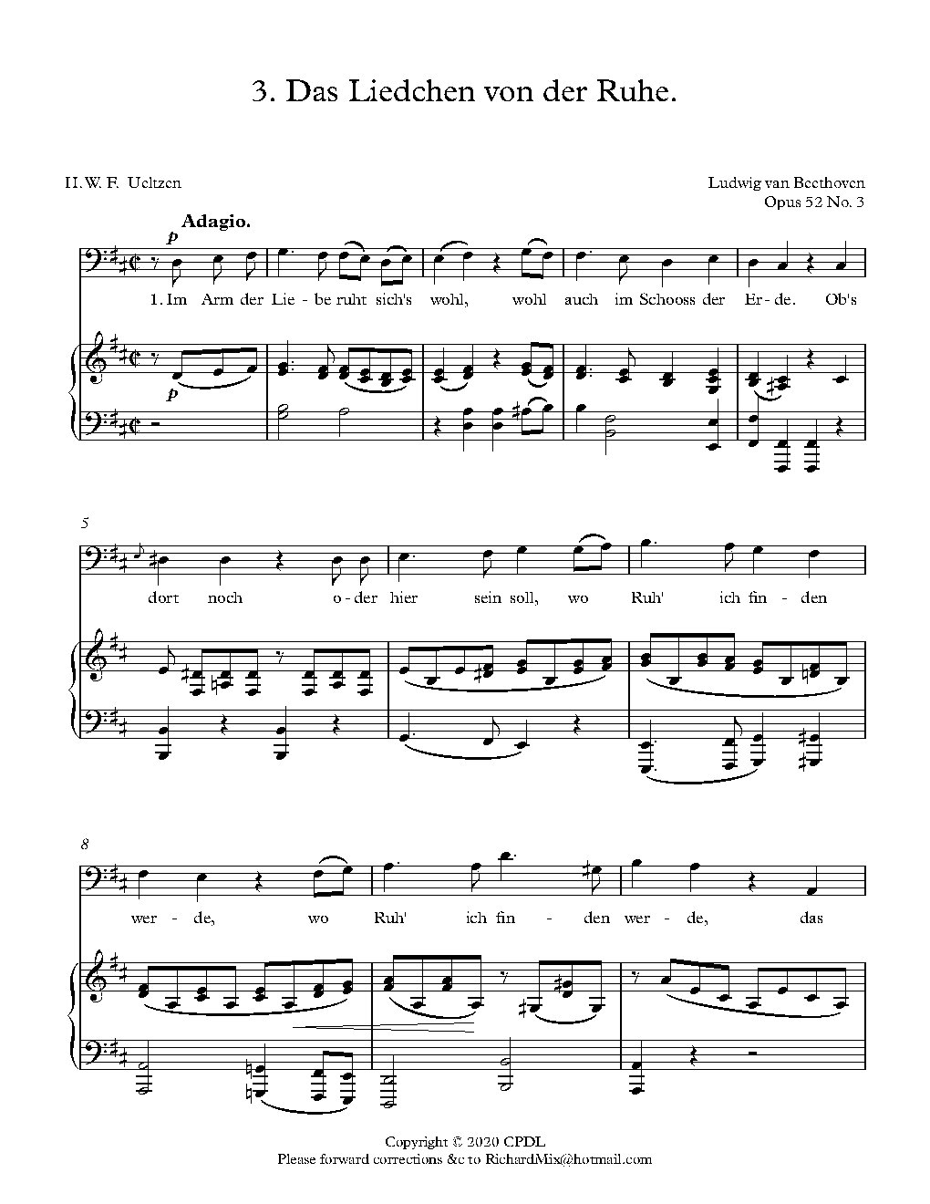 Das Liedchen von der Ruhe, Op. 52 No. 3 - Choir Script PDF Thumbnail