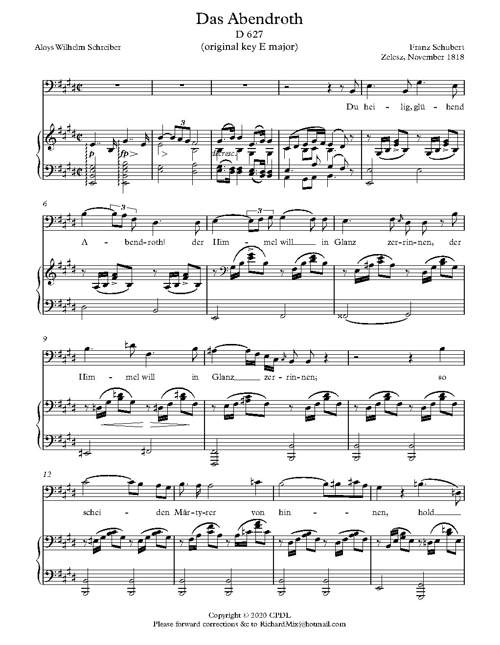 Das Abendroth, D 627 - Choir Script PDF Thumbnail