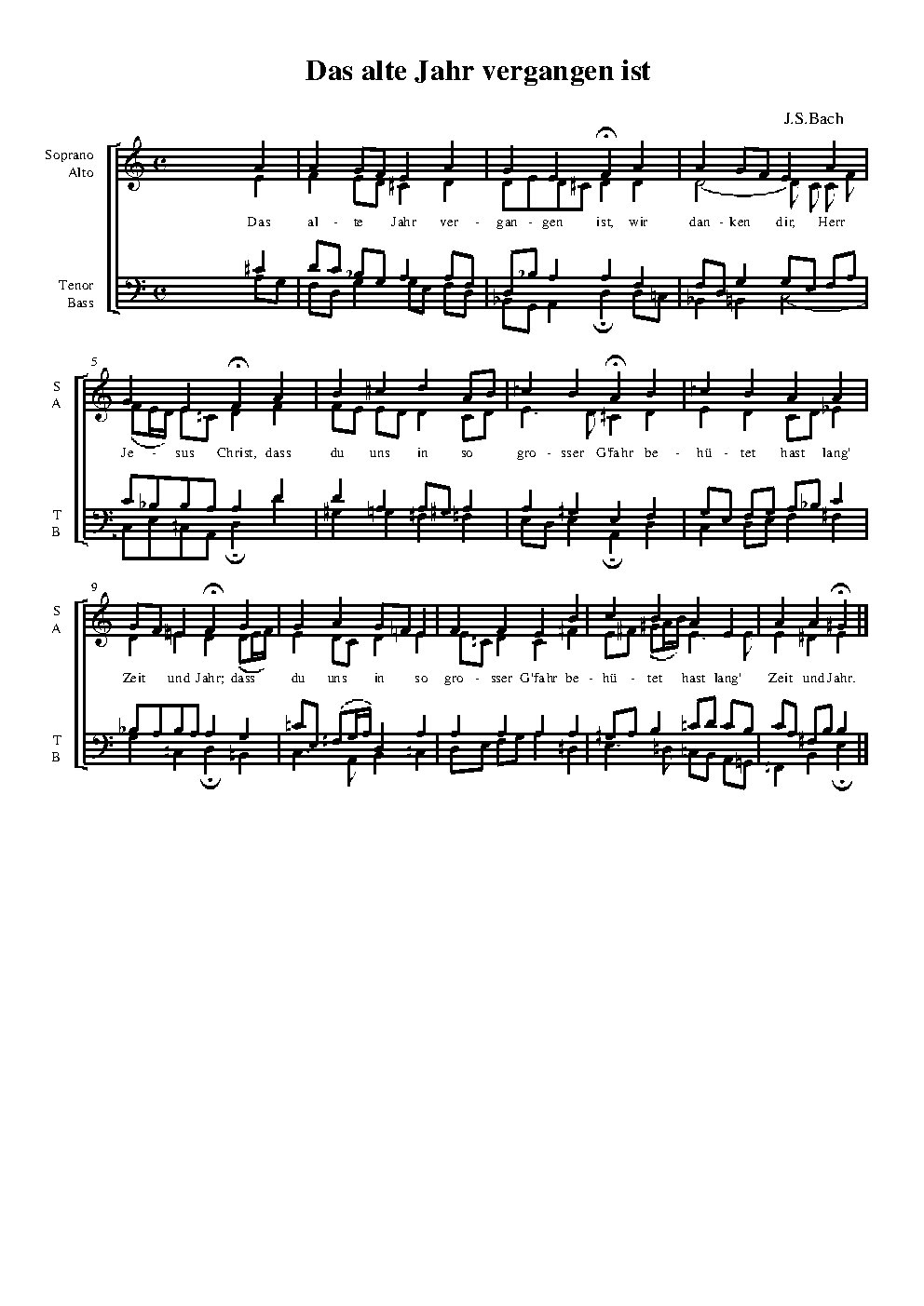 Das alte Jahr vergangen ist (Chorale)
