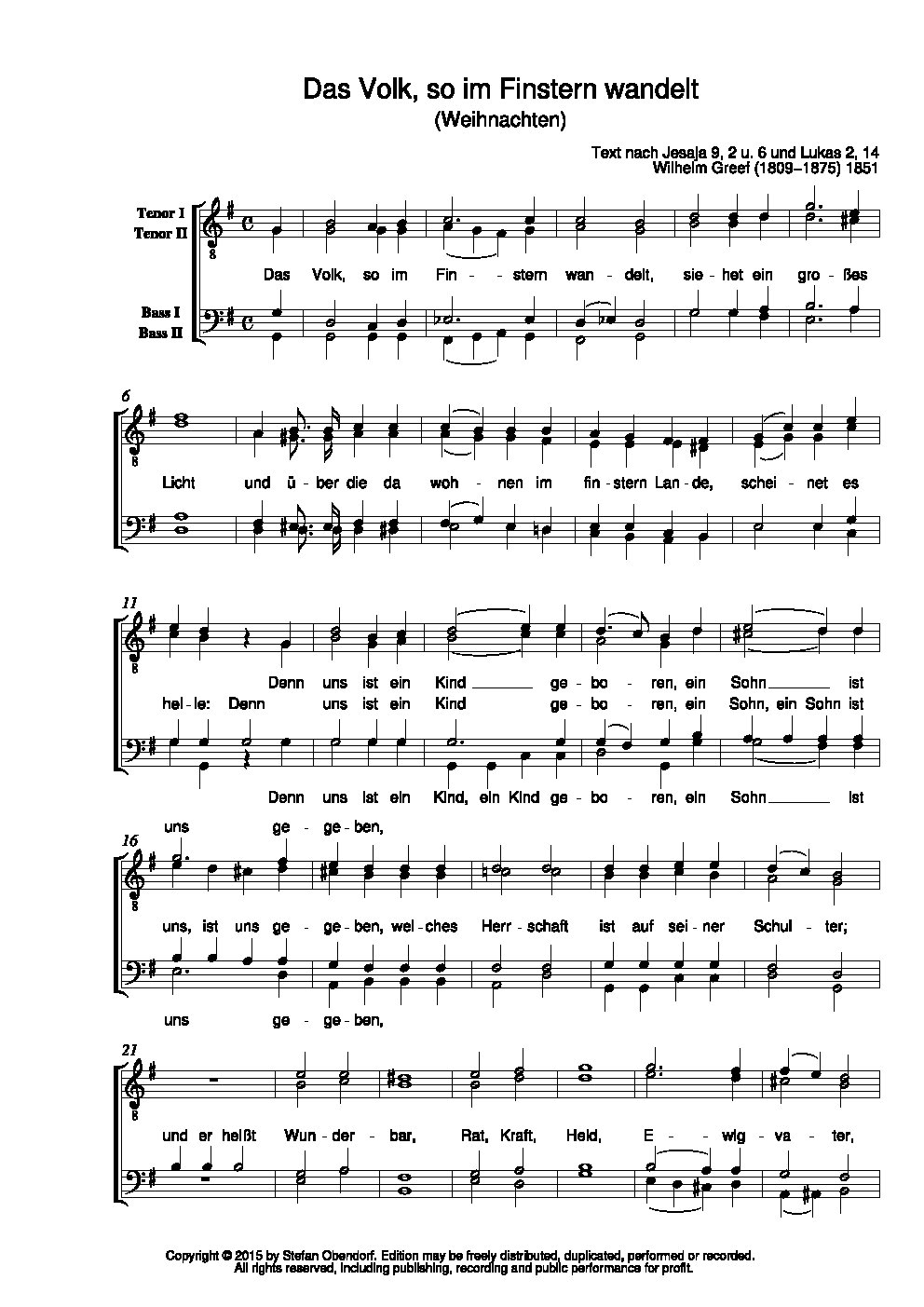 Das Volk so im Finstern wandelt (Weihnachten)