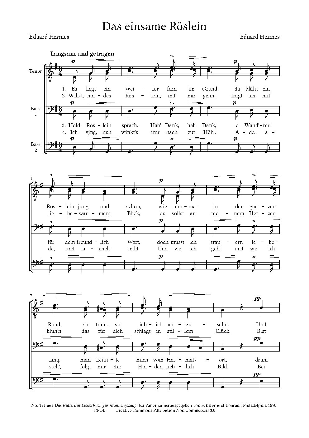 Das einsame Röslein - Choir Script PDF Thumbnail