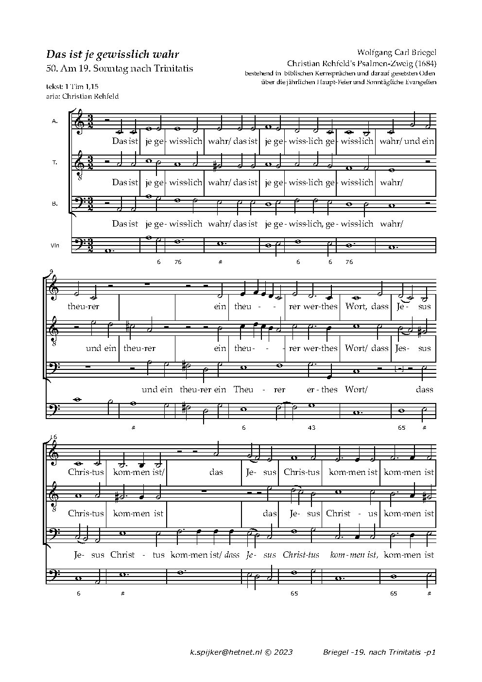 Das ist je gewisslich wahr - Choir Script PDF Thumbnail
