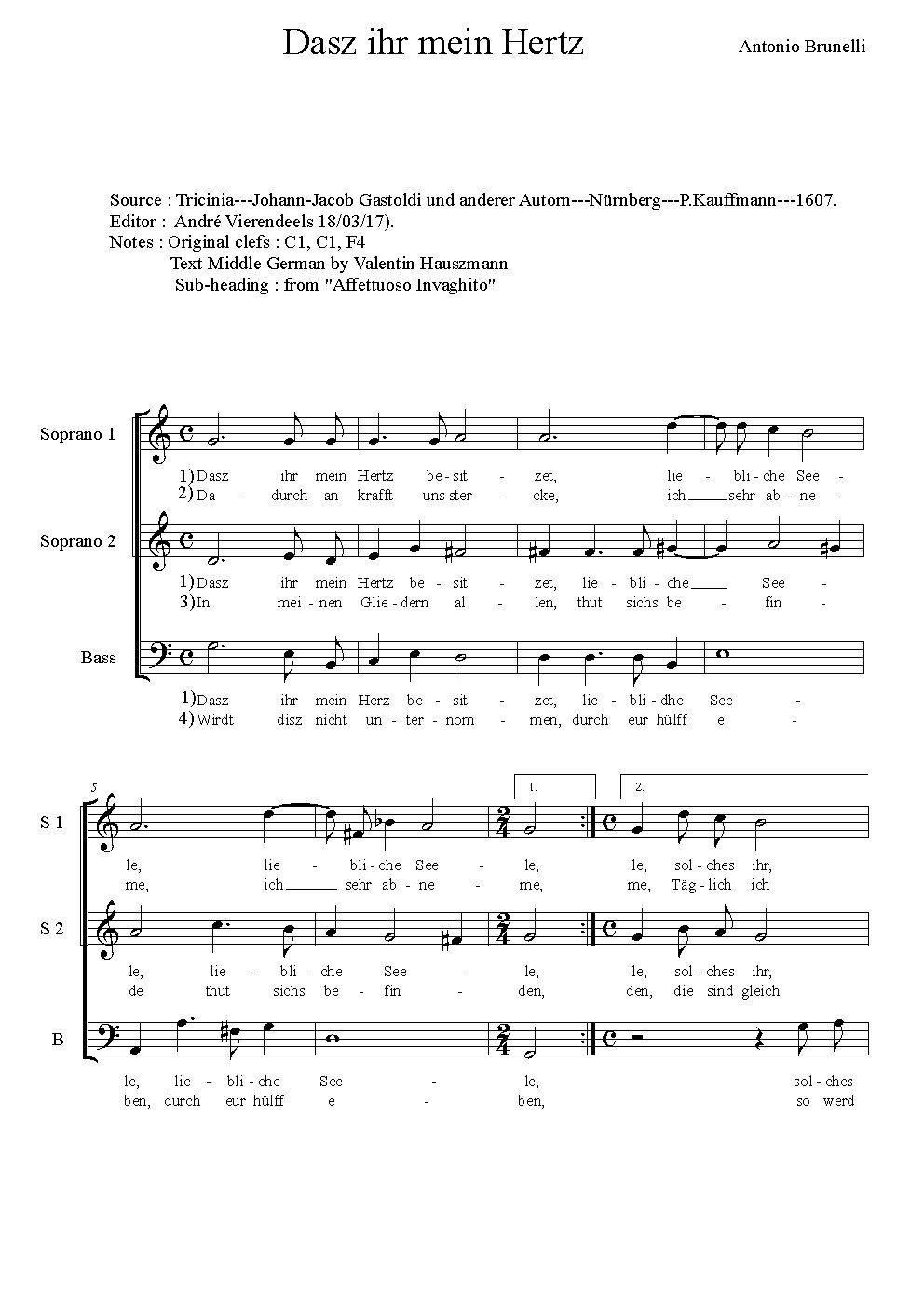Dasz ihr mein Hertz besitzet - Choir Script PDF Thumbnail
