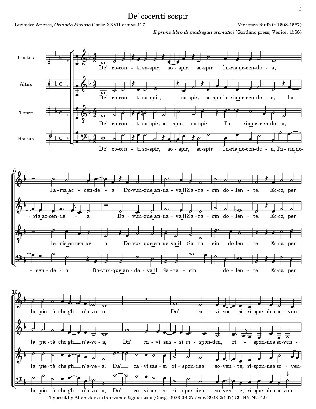 De' cocenti sospir - Choir Script PDF Thumbnail