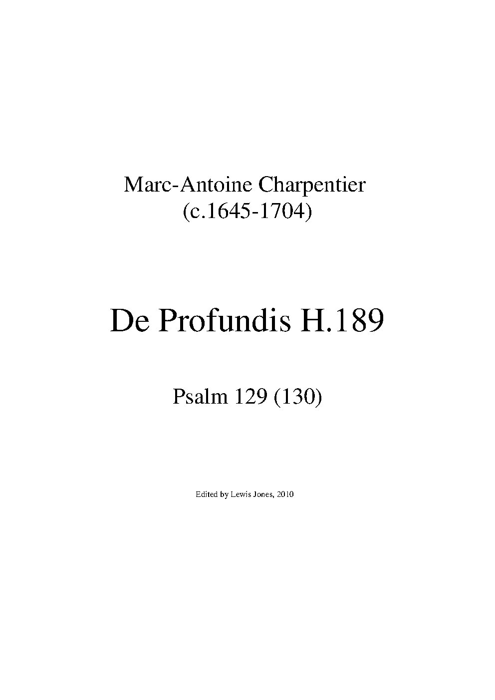 De Profundis H 189 - Choir Script PDF Thumbnail
