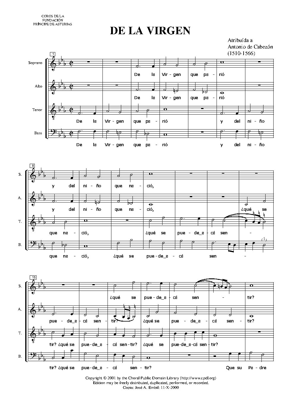 De la Virgen - Choir Script PDF Thumbnail