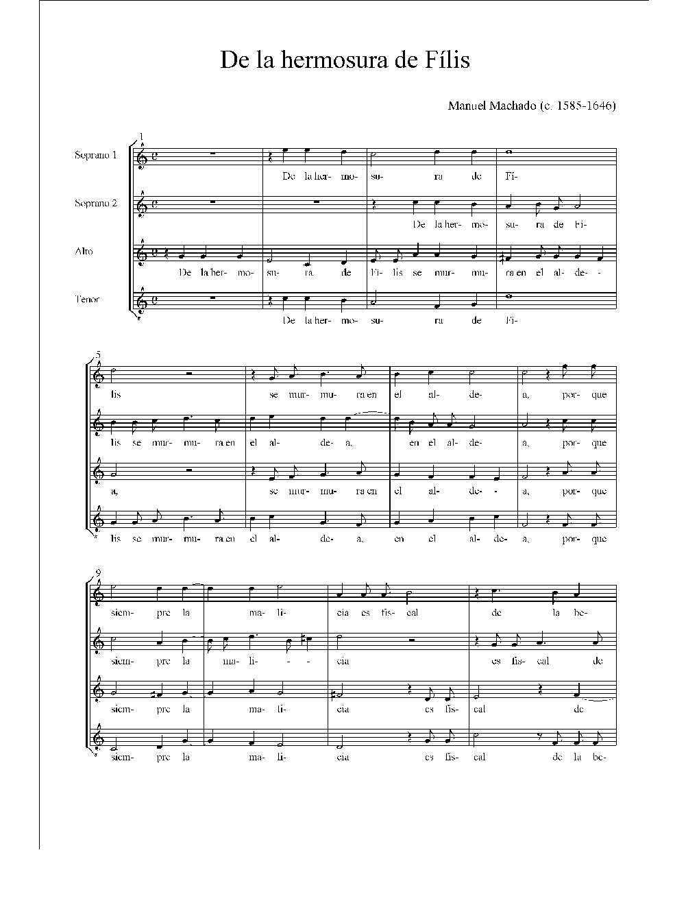 De la hermosura de Fílis - Choir Script PDF Thumbnail