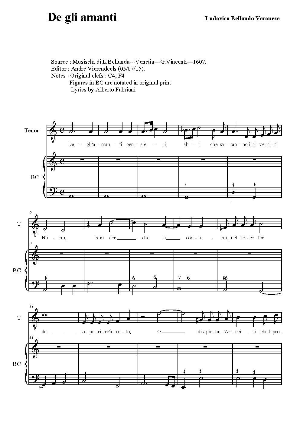 De gli amanti - Choir Script PDF Thumbnail