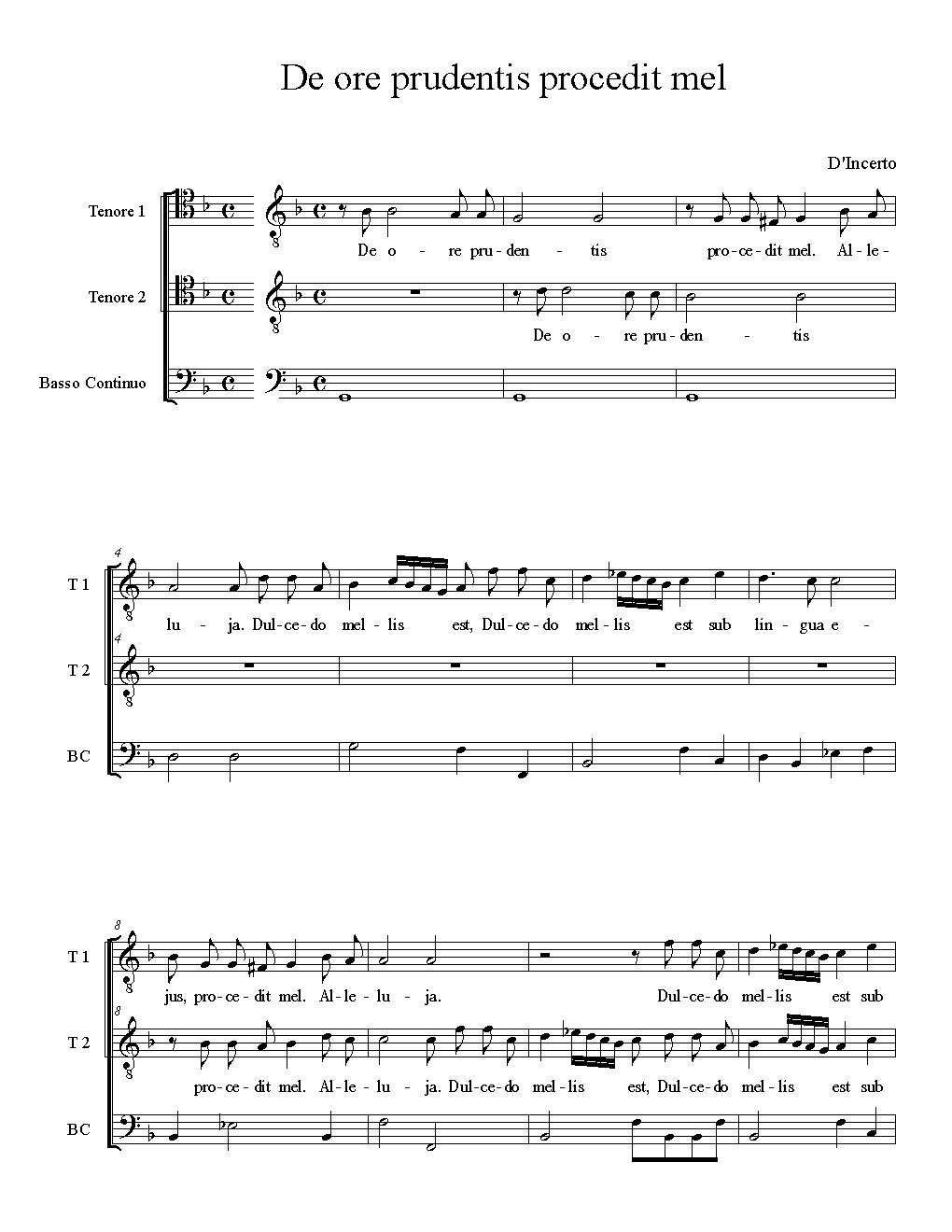 De ore prudentis procedit mel - Choir Script PDF Thumbnail