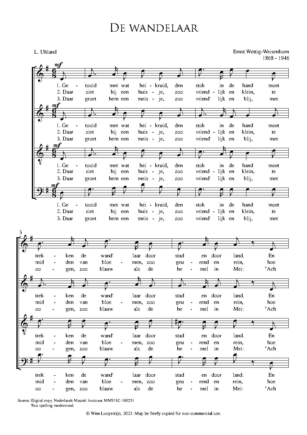 De wanderaar - Choir Script PDF Thumbnail