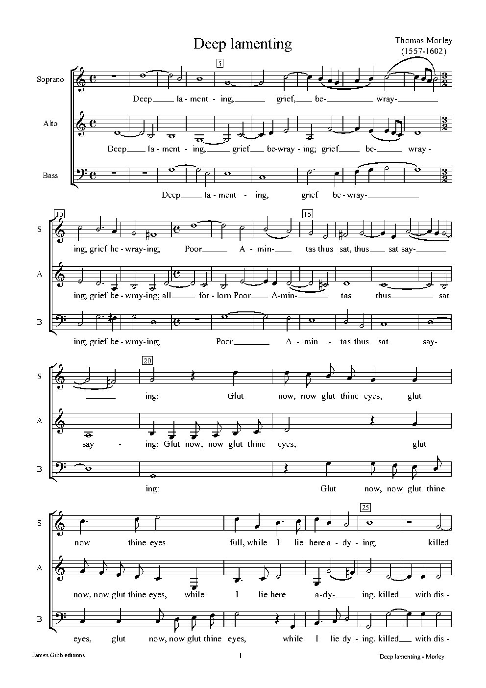 Deep lamenting - Choir Script PDF Thumbnail