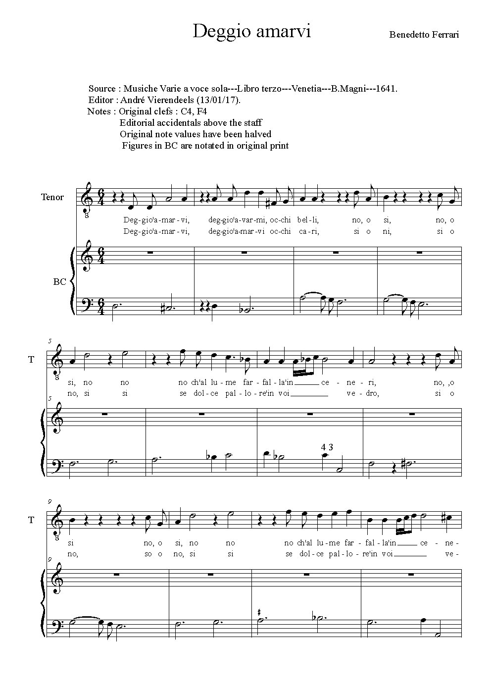Deggio' amarvi - Choir Script PDF Thumbnail