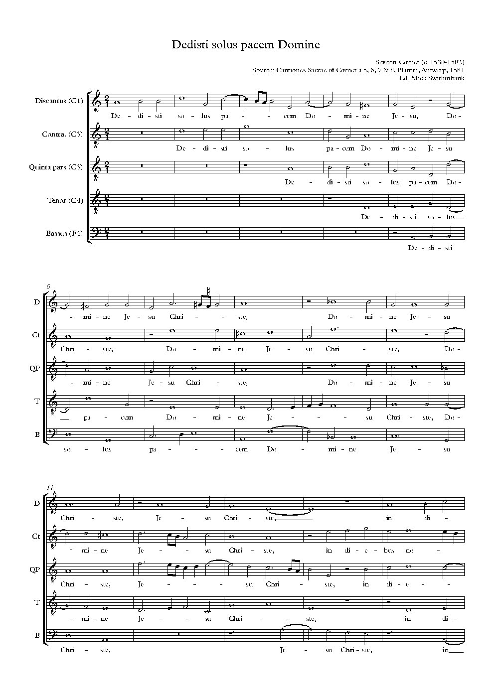 Dedisti solus pacem, Domine - Choir Script PDF Thumbnail