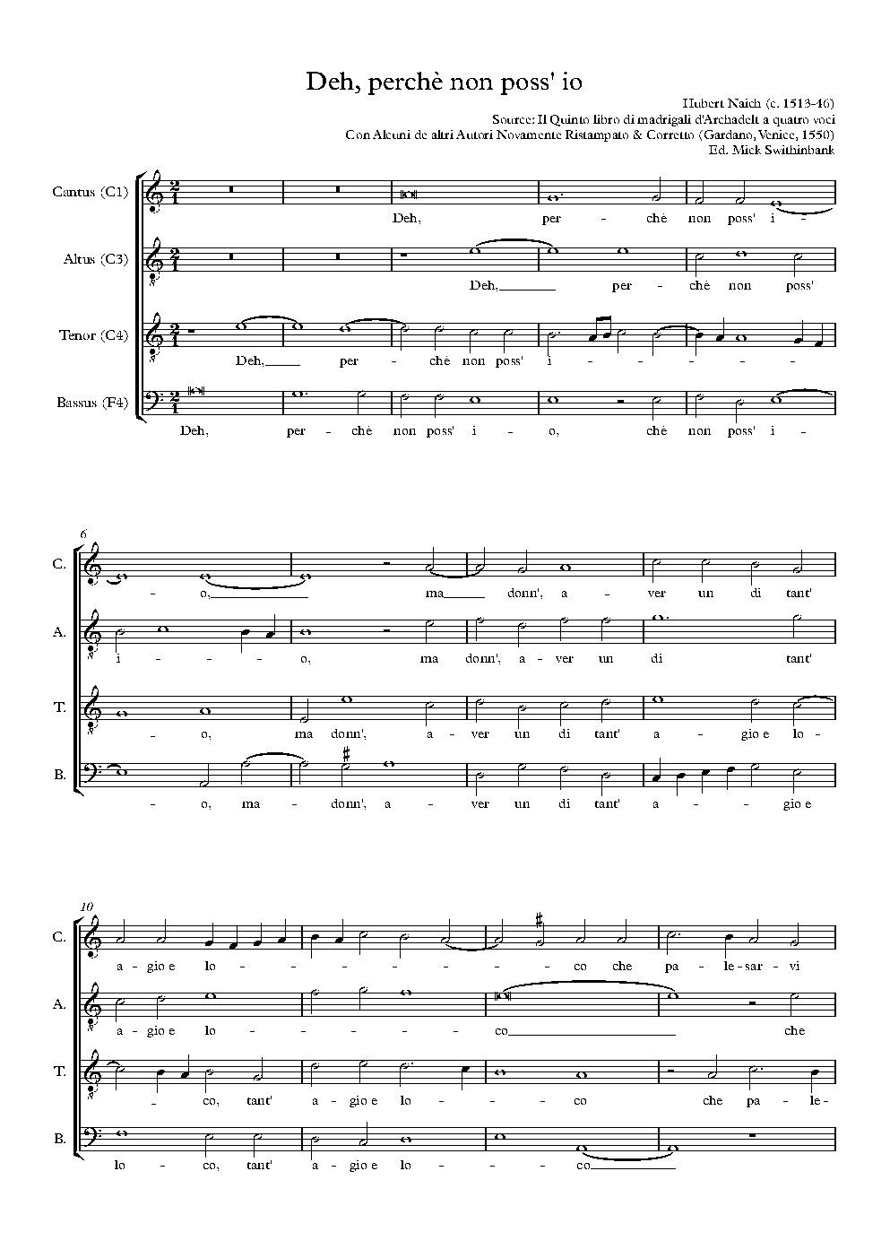 Deh, perchè non poss' io - Choir Script PDF Thumbnail