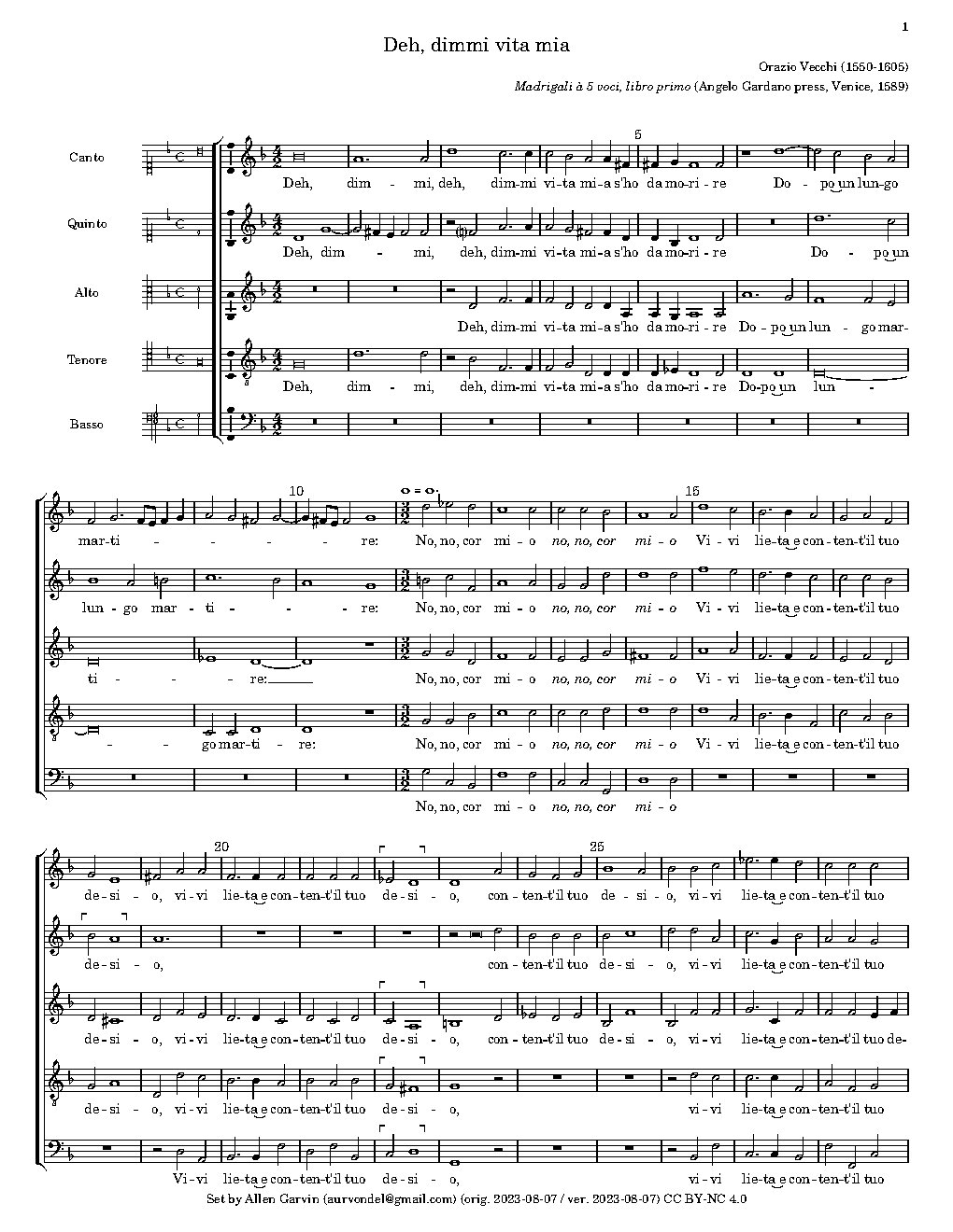 Deh, dimmi vita mia