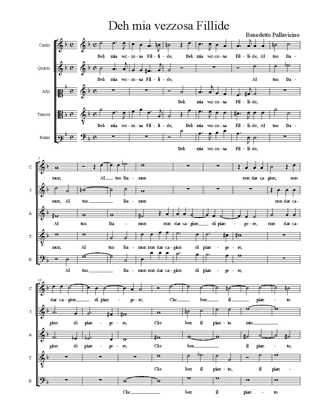 Deh mia vezzosa Fillide - Choir Script PDF Thumbnail