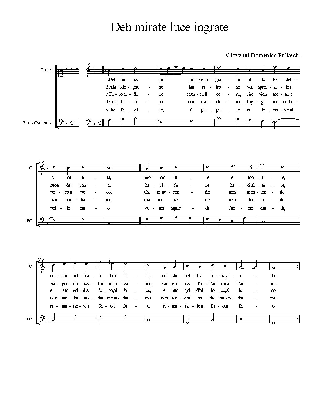 Deh mirate luce ingrate - Choir Script PDF Thumbnail