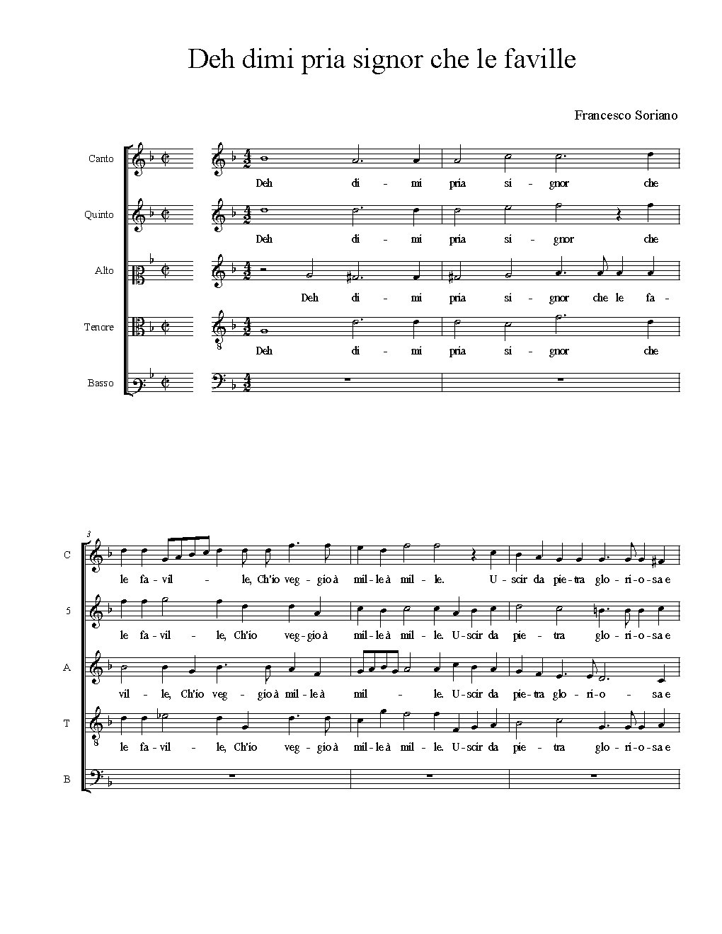Deh dimi pria signor che le faville - Choir Script PDF Thumbnail