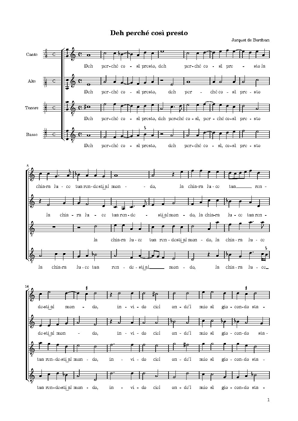 Deh perché così presto - Choir Script PDF Thumbnail