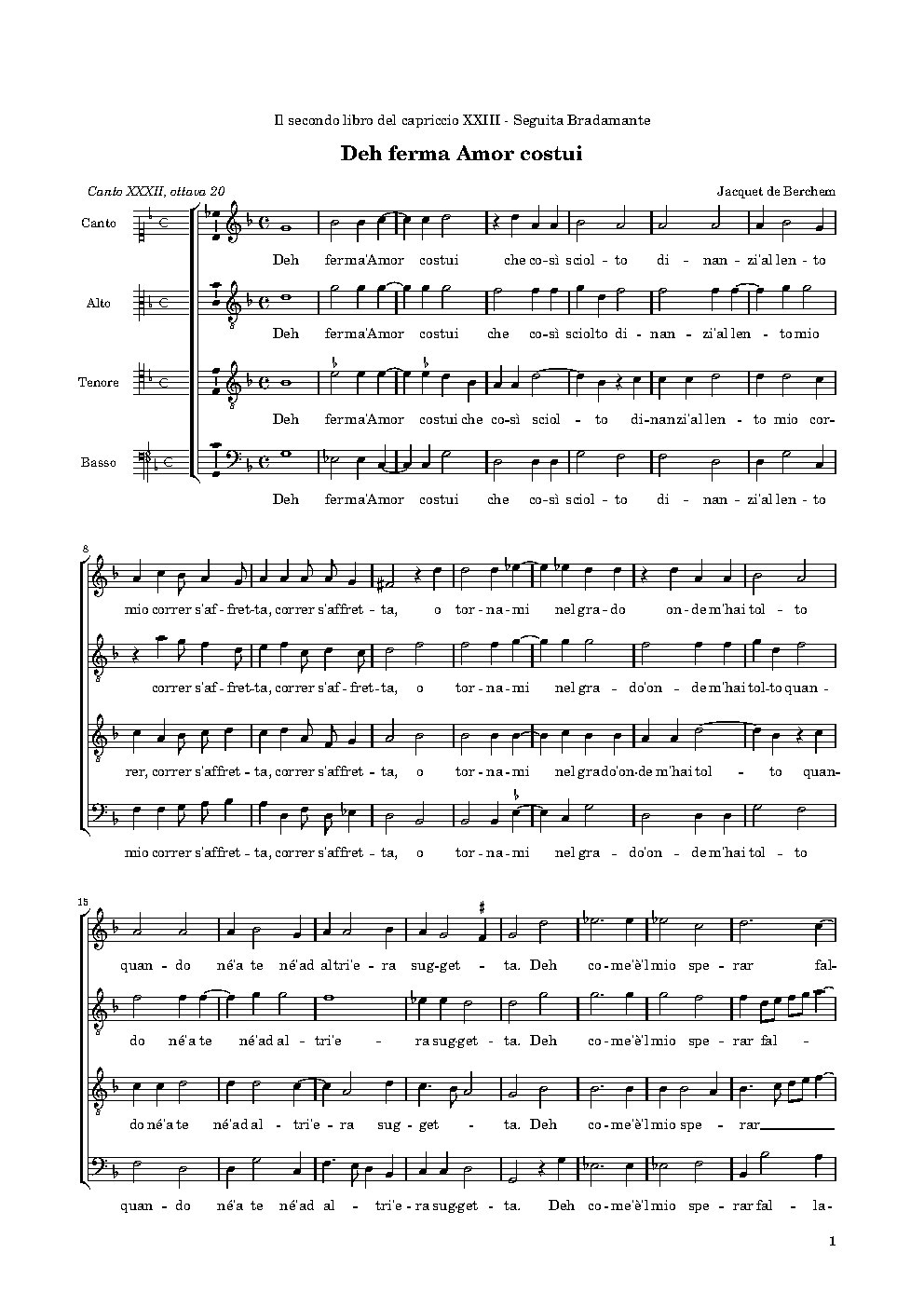 Deh ferma Amor costui - Choir Script PDF Thumbnail