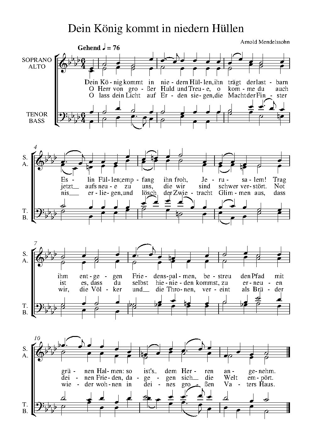 Dein König kommt in niedern Hüllen - Choir Script PDF Thumbnail