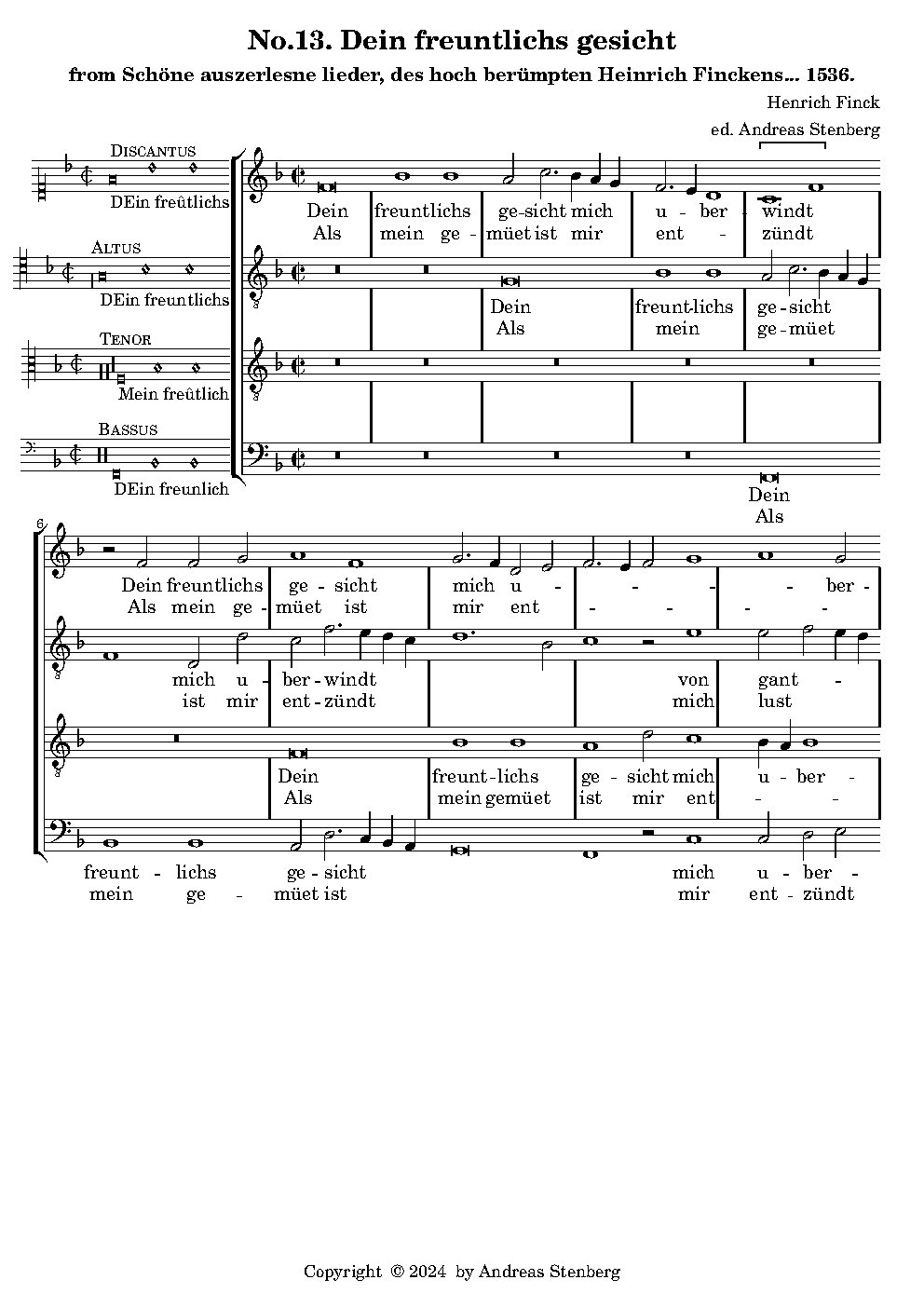Dein freuntlichs gesicht - Choir Script PDF Thumbnail