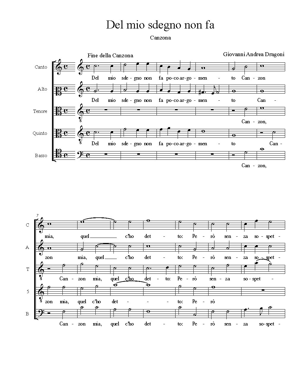 Del mio sdegno non fa - Choir Script PDF Thumbnail