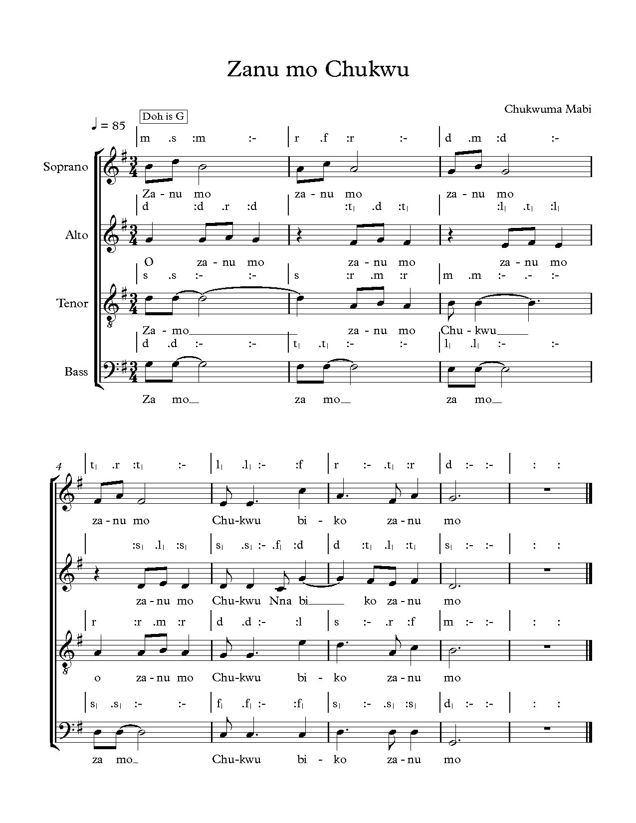 Zanu Mo Chukwu - Full Score