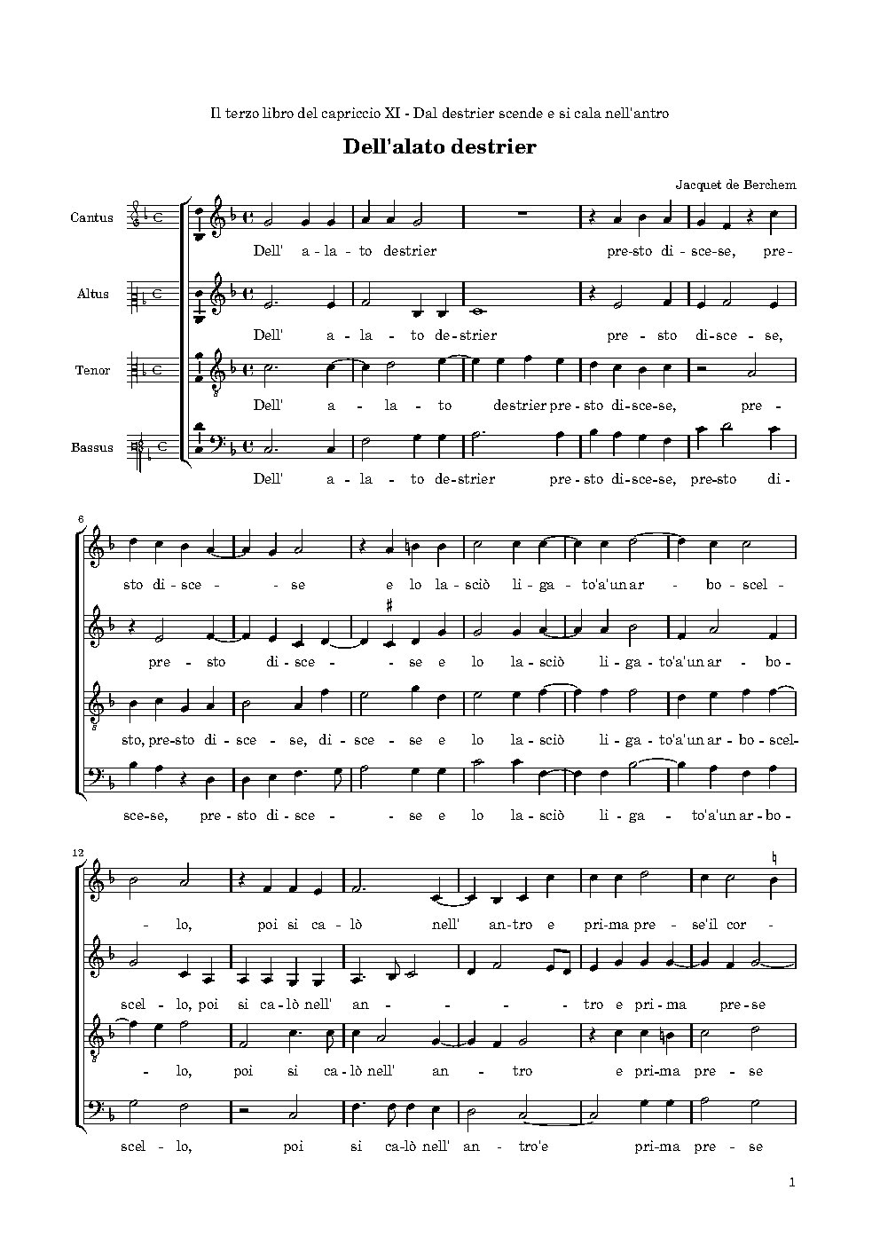 Dell'alato destrier - Choir Script PDF Thumbnail