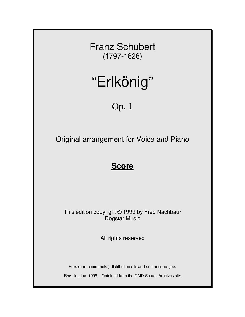 Der Erlkönig, Op. 1, D328