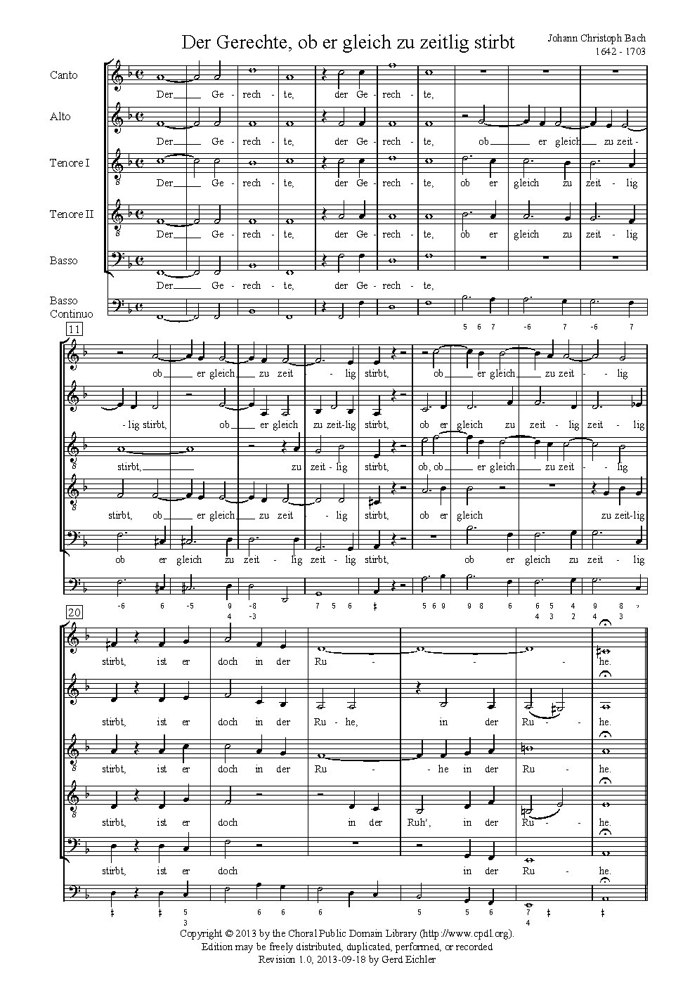 Der Gerechte, ob er gleich zu zeitlig stirbt - Choir Script PDF Thumbnail