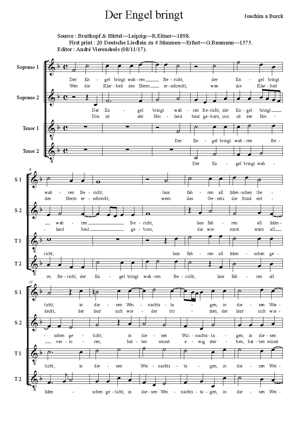 Der Engel bringt wahren Bericht - Choir Script PDF Thumbnail
