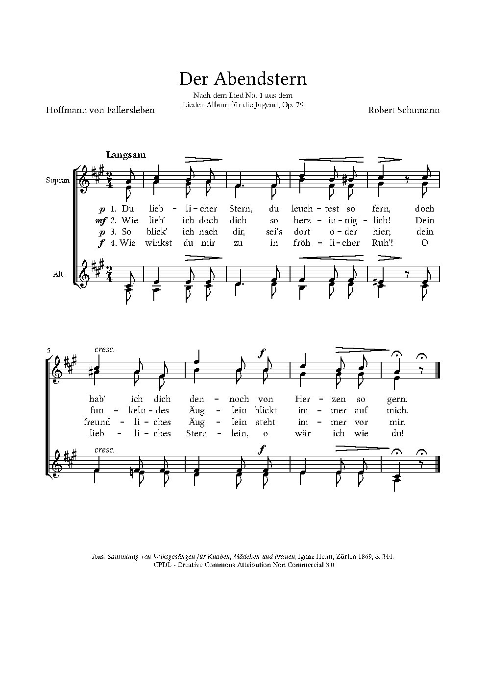 Der Abendstern, Op. 79, No. 1
