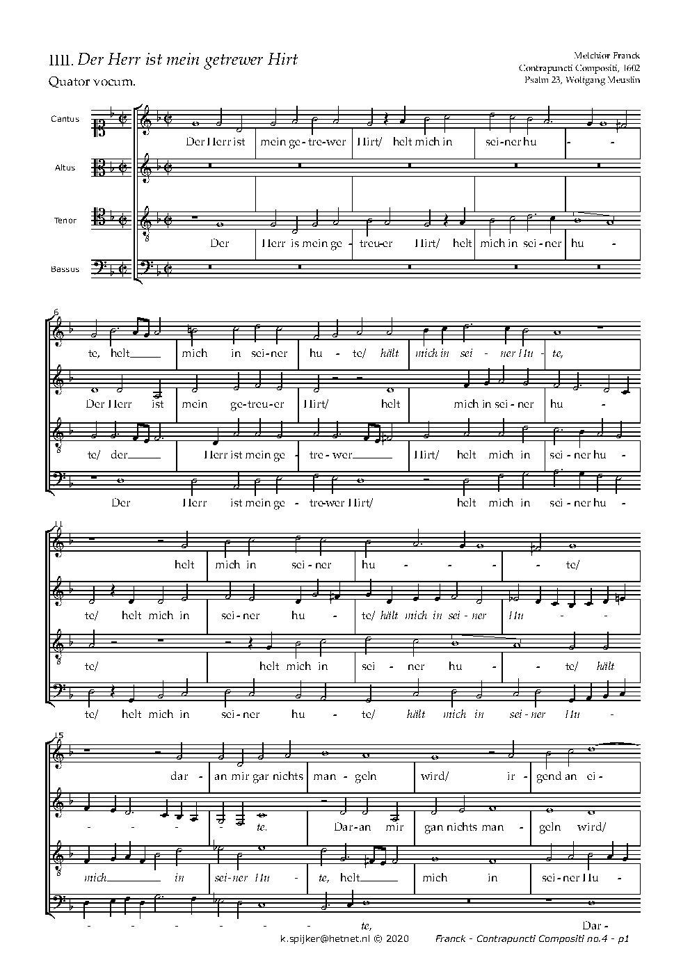 Der Herr ist mein getreuer Hirt - Choir Script PDF Thumbnail