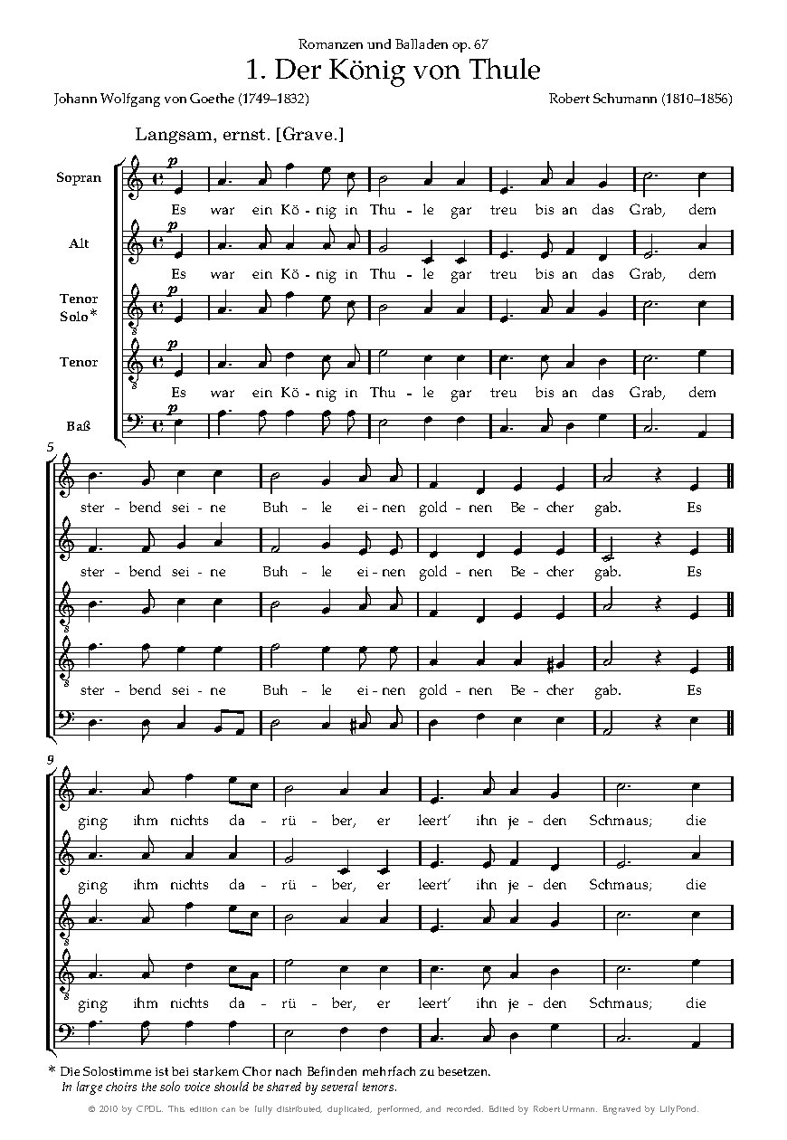 Der König von Thule, Op. 67, No. 1