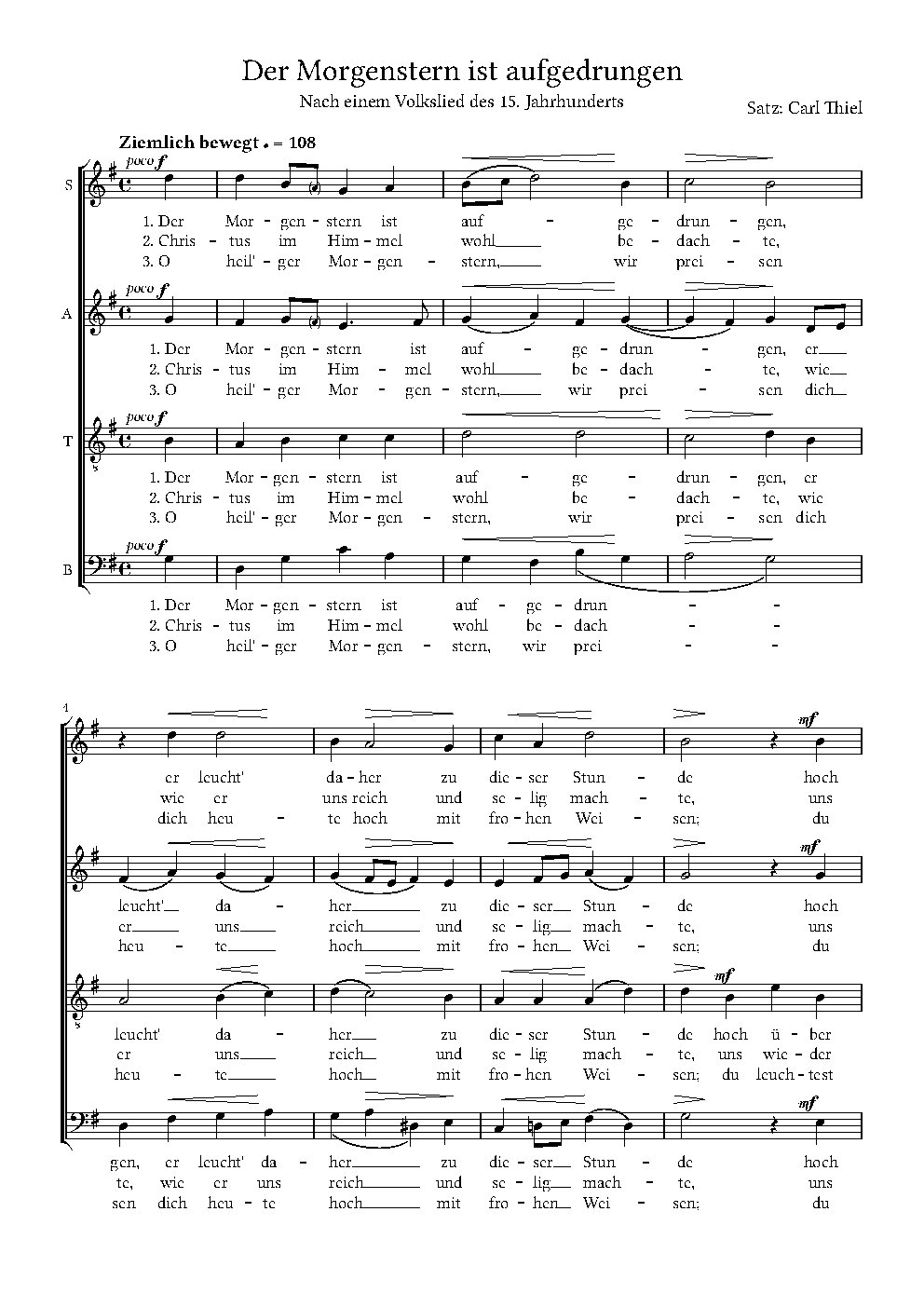 Der Morgenstern ist aufgedrungen - Choir Script PDF Thumbnail