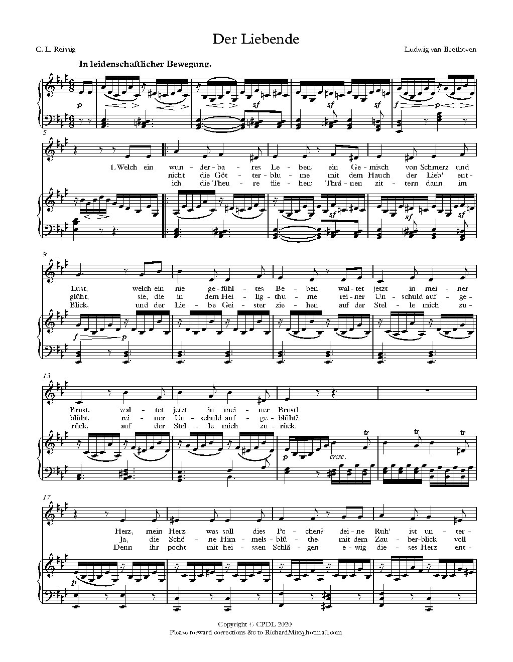 Der Liebende, WoO 139 - Choir Script PDF Thumbnail