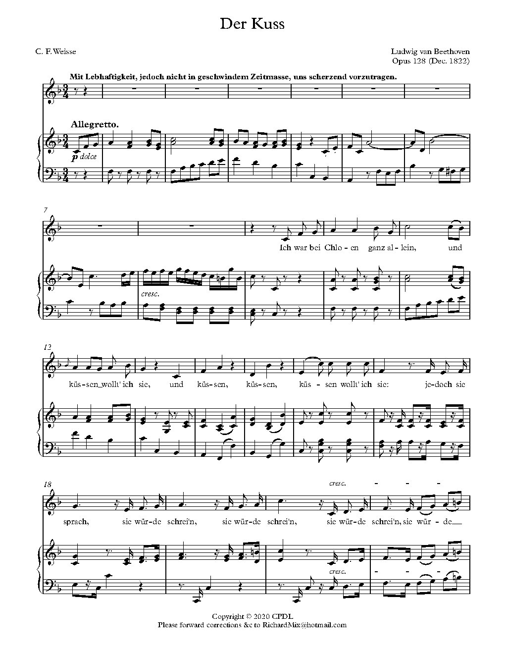 Der Kuß, Op. 128