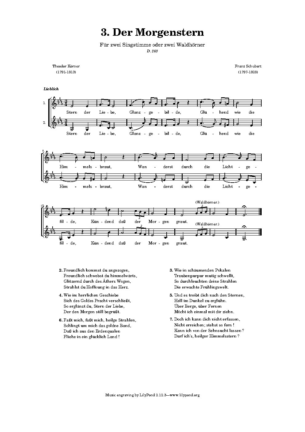 Der Morgenstern, D.203 - Choir Script PDF Thumbnail