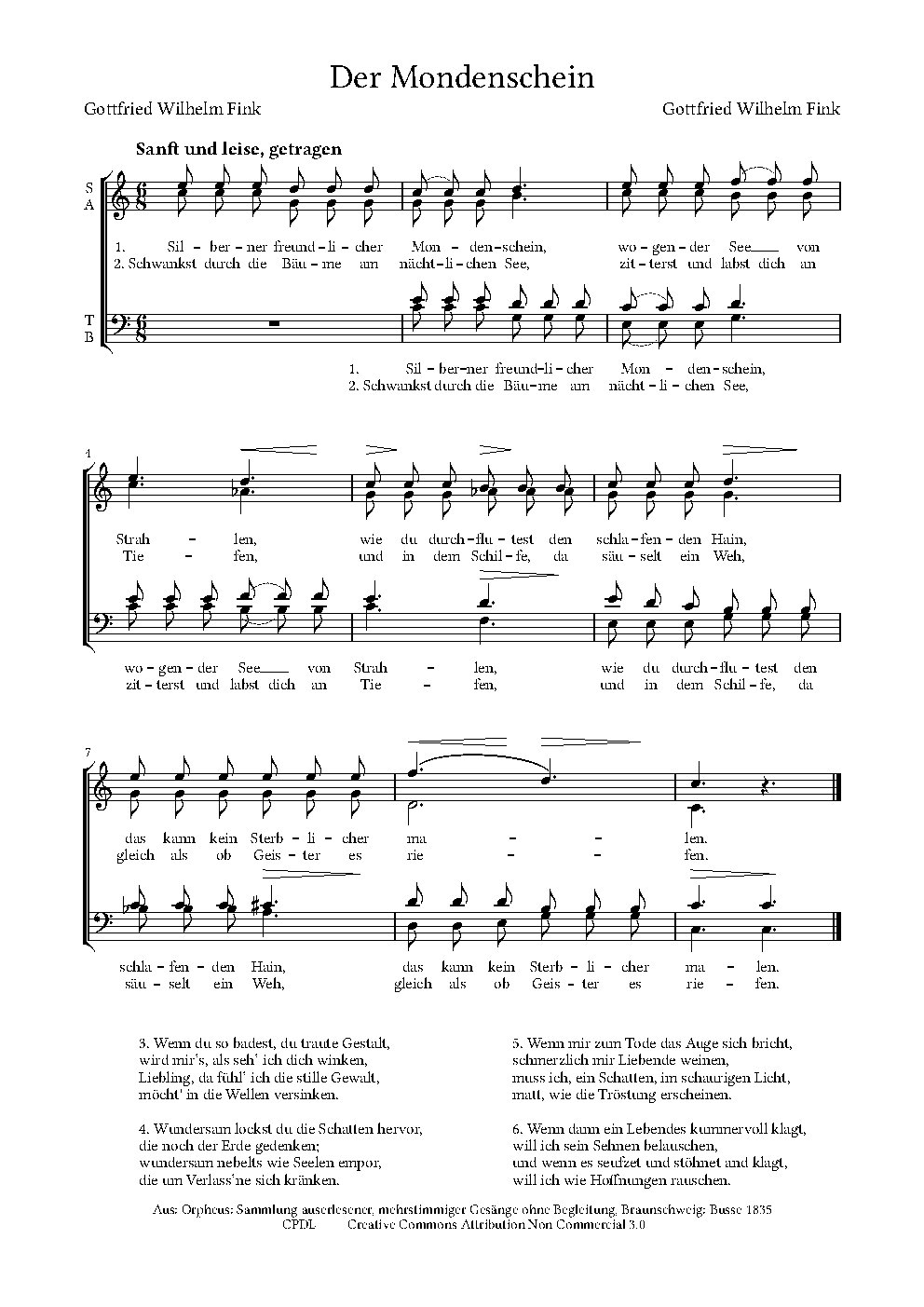 Der Mondenschein - Choir Script PDF Thumbnail