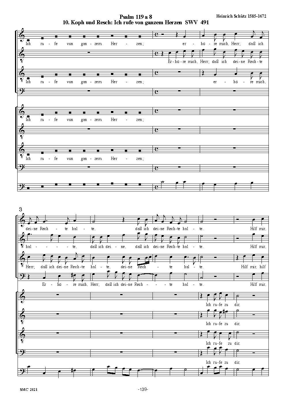 "Ich rufe von ganzem Herzen", Der Schwanengesang: No. 10, SWV 491