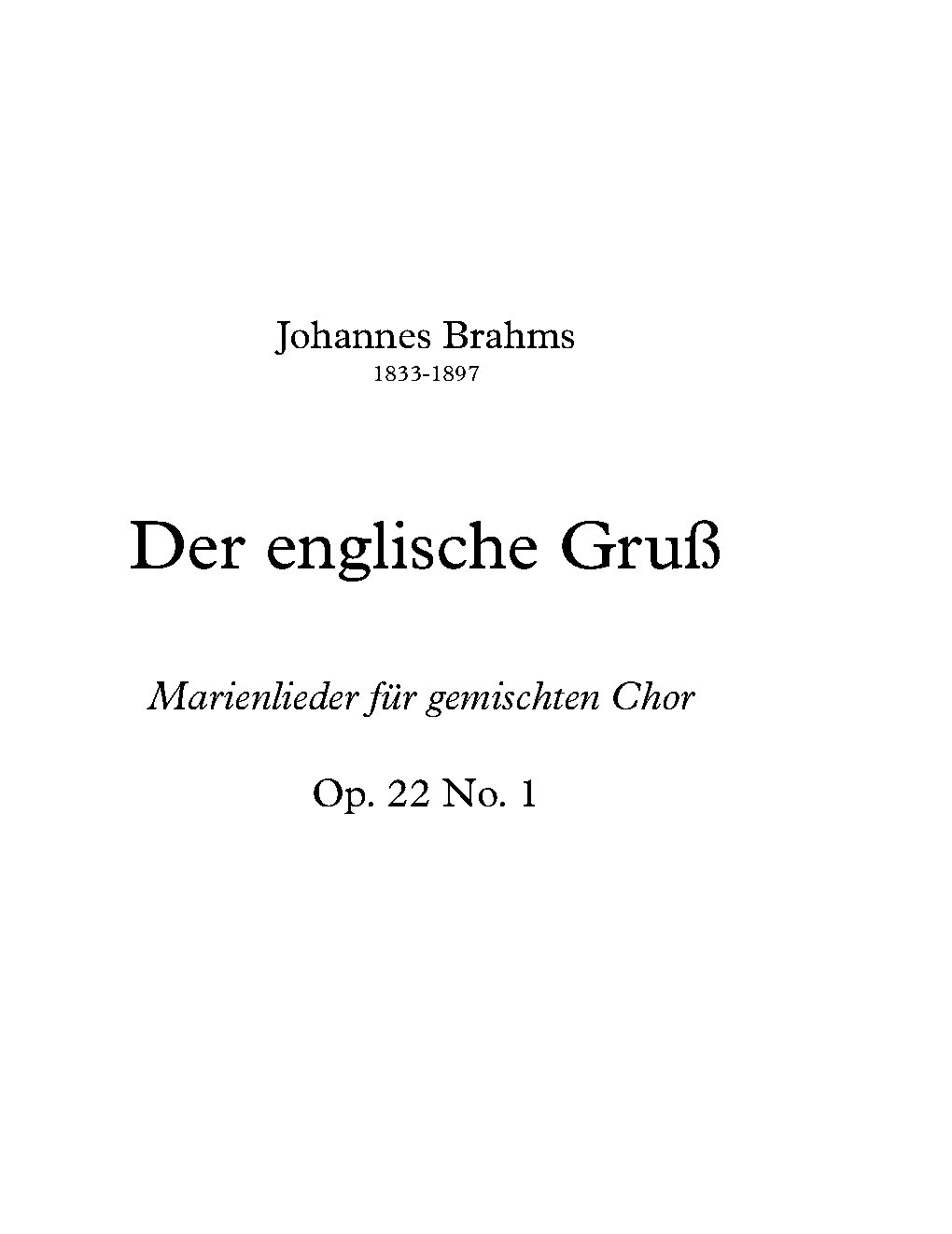 Der englische Gruss, Op. 22, No. 1