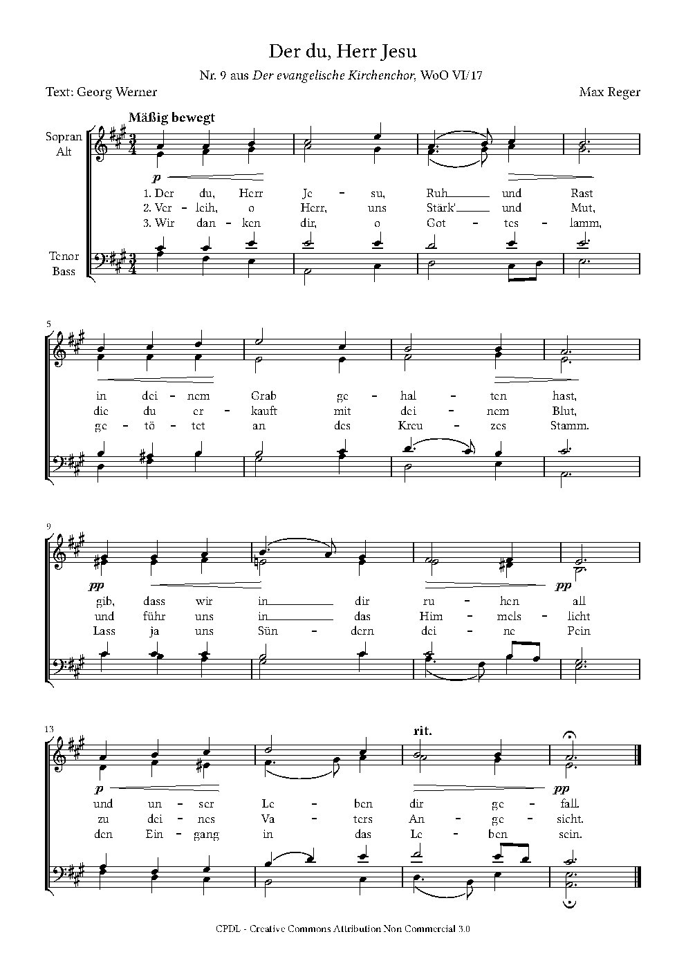Der du, Herr Jesu, WoO VI 17, No. 9 - Choir Script PDF Thumbnail