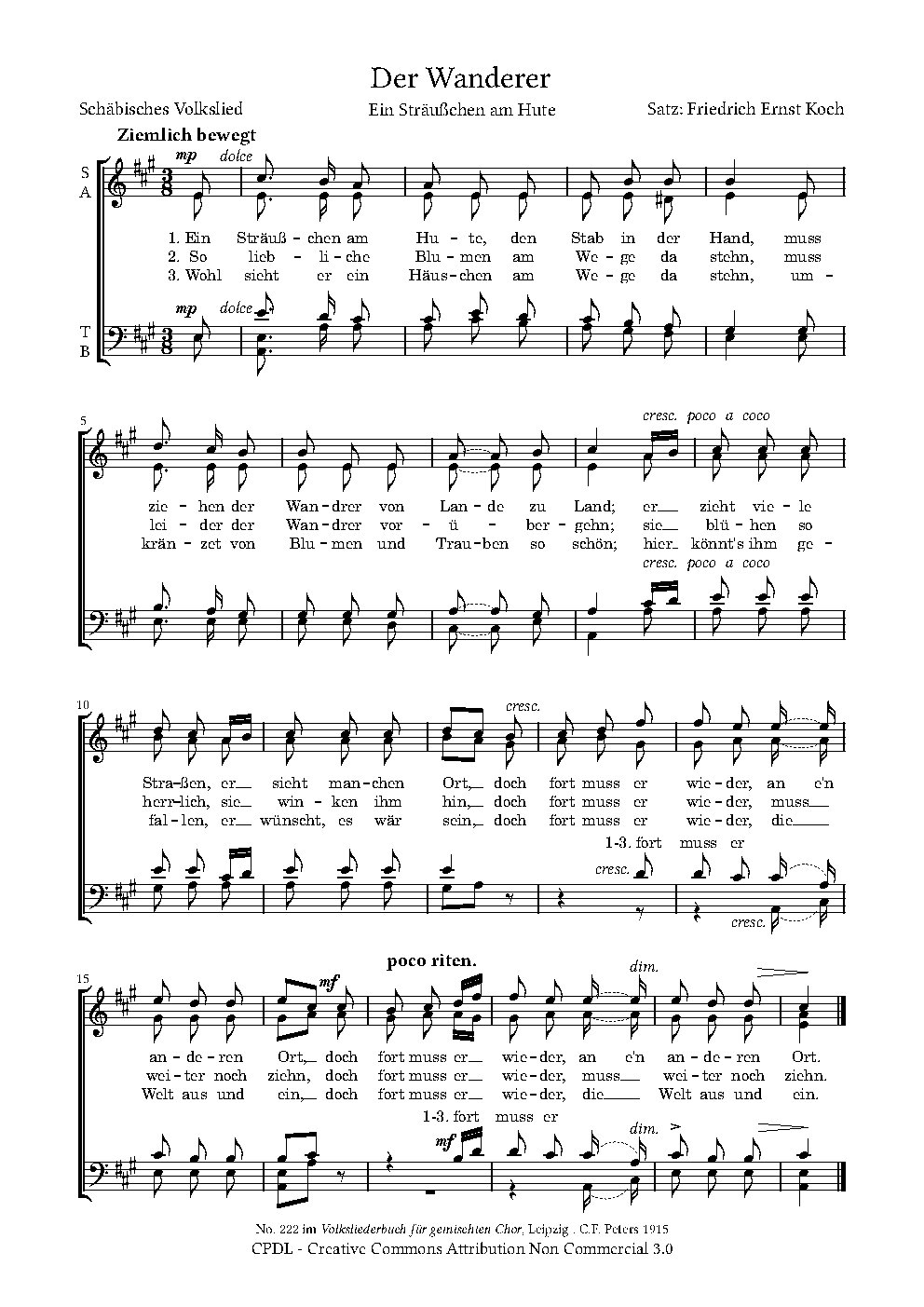 Der Wanderer - Choir Script PDF Thumbnail