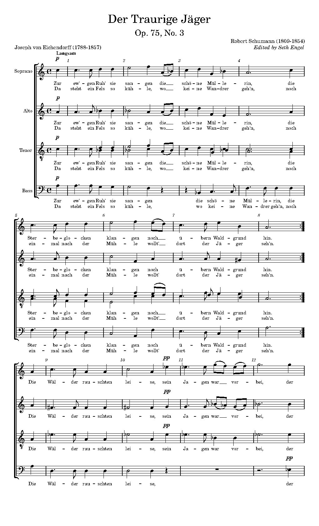 Der traurige Jäger, Op. 75, No. 3