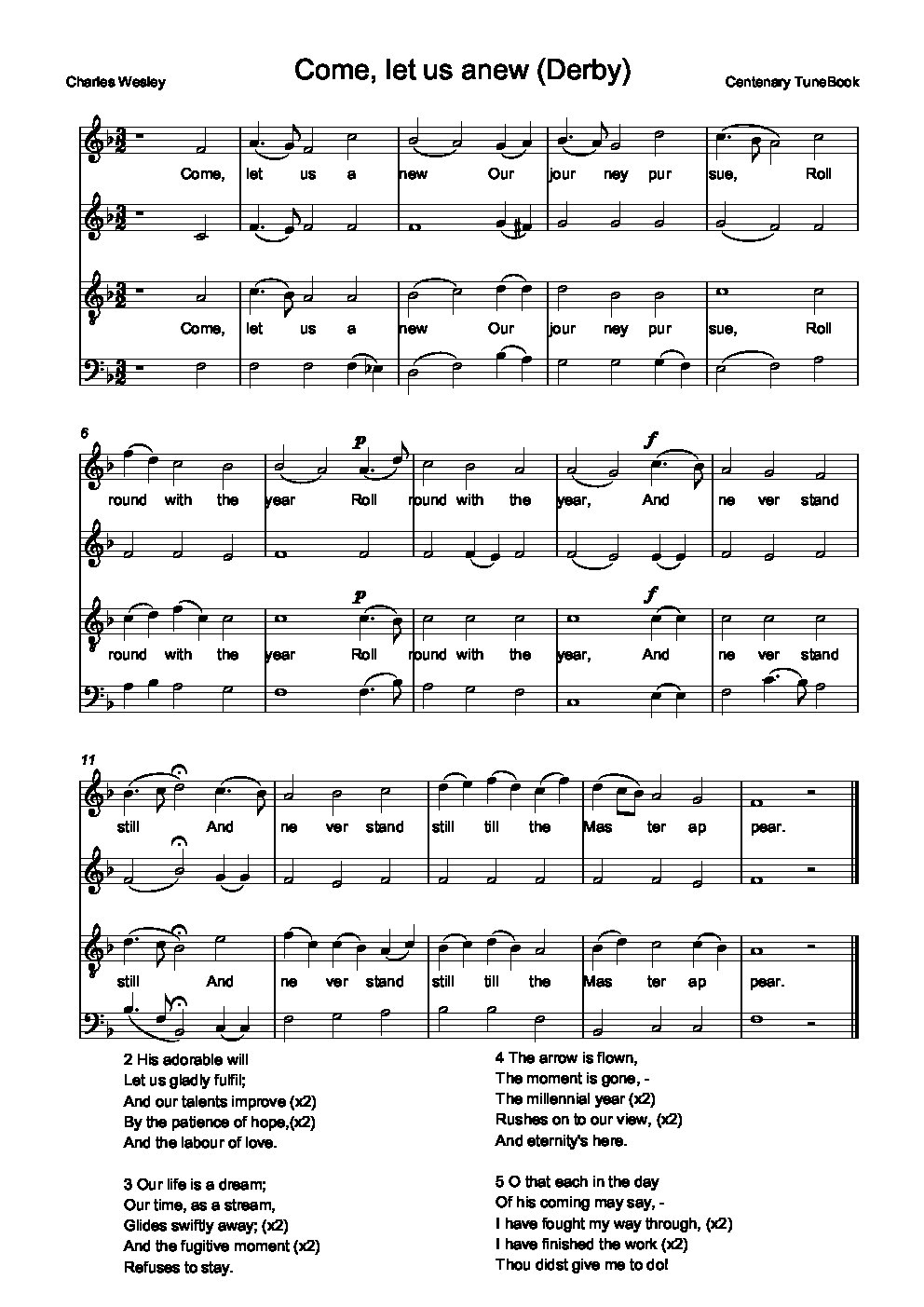 Derby ("Come let us anew") - Choir Script PDF Thumbnail
