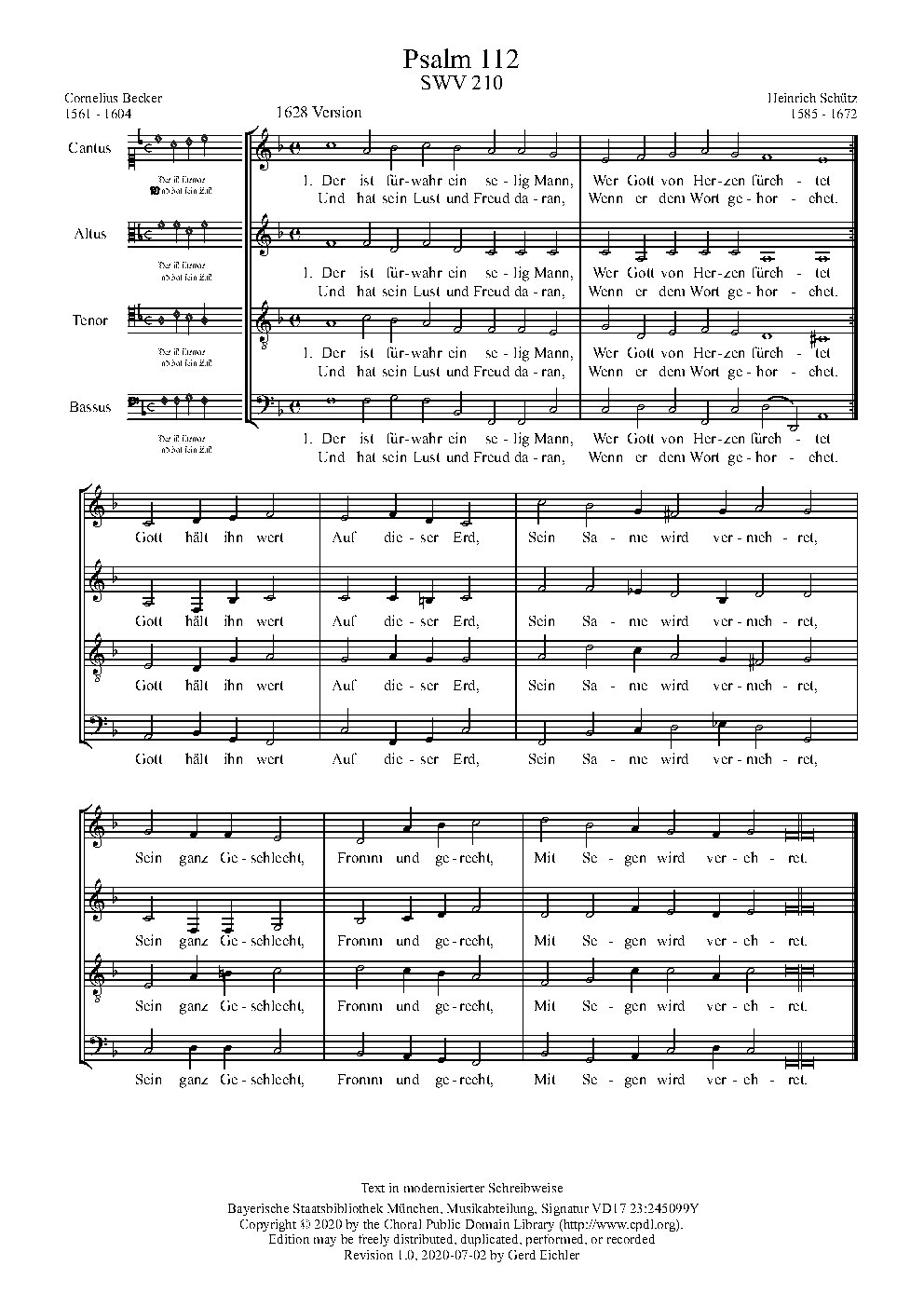 Der ist fürwahr ein selig Mann, SWV 210 - Choir Script PDF Thumbnail