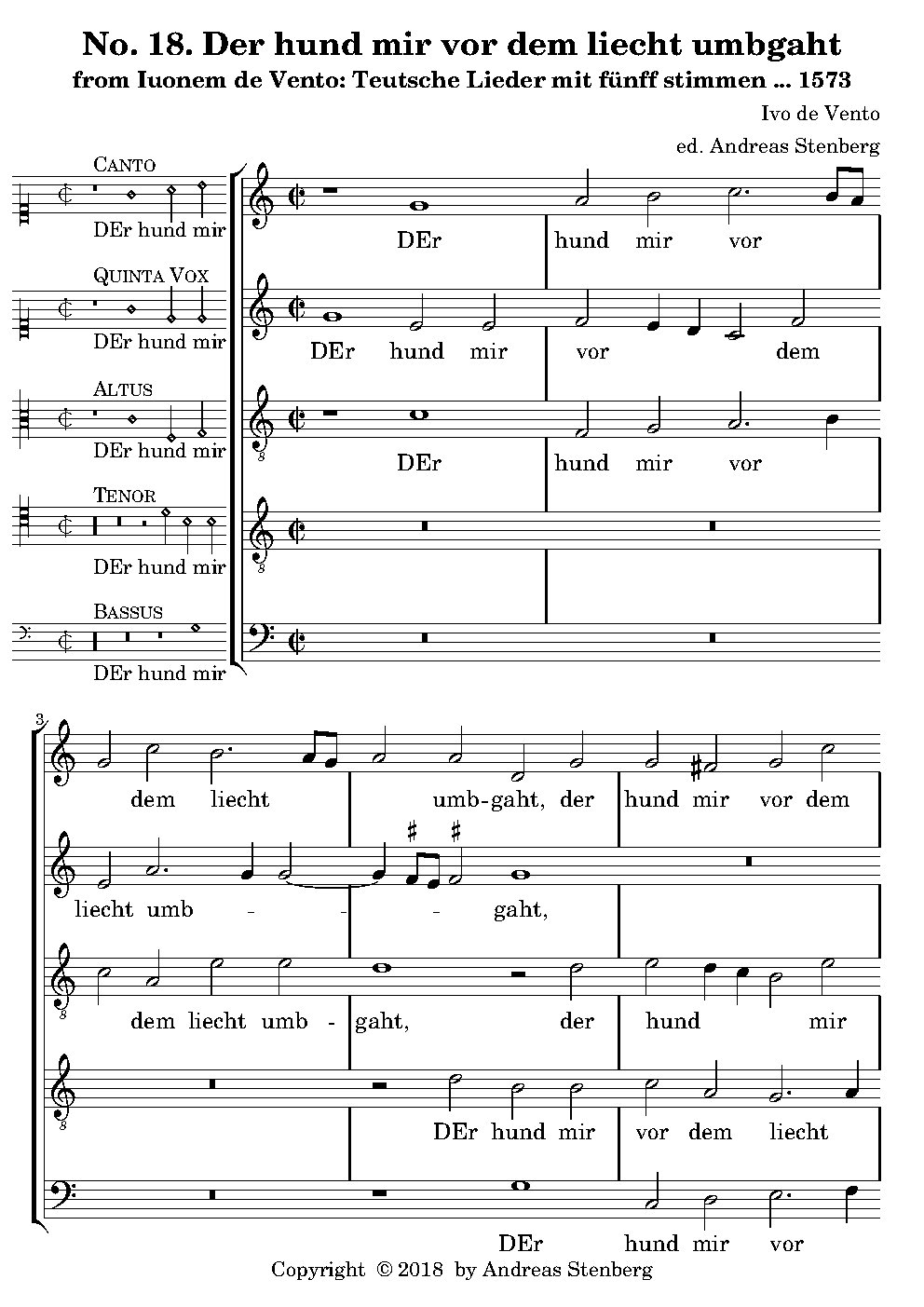 Der hund mir vor dem liecht umbgaht - Choir Script PDF Thumbnail