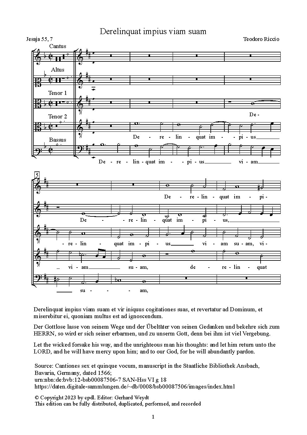 Derelinquat impius viam suam - Choir Script PDF Thumbnail